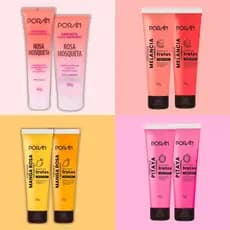 Kit Hidratante Corporal + Sabonete Corpo e Rosto Melancia Manga Rosa Mosqueta Pitaya Poran
