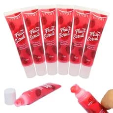 Kit 6 Esfoliante Labial Morango com Cor Esfoliação Suave e Lábios Macios Fruit Scrub Vivai