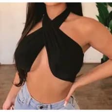 Top cropped feminino cruzado transpassado moda blogueira.