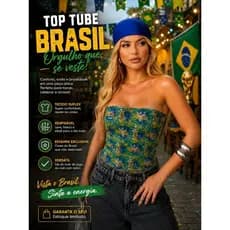 Cropped top faixa tomara que caia forrado moda blogueira, Copa 2026, Brasil