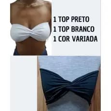 Kit 3 Top cropped transpassado, nó tomara que caia transpassado estilo blogueira sem bojo.