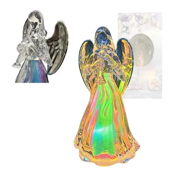 Luminária Anjo Da Guarda com TROMBETA Luminoso 14cm Acrílico Luz LED Altomex ZSS-022