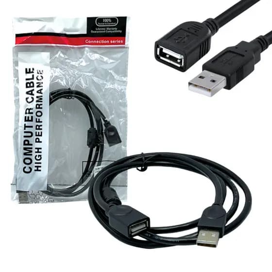💻🔌 Extensão USB 1,5 Metros Macho x Fêmea Cabo Reforçado