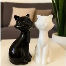 Gato Decorativo em Ceramica Preto ou Branco – Enfeite para Casa