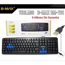 Teclado Gamer Com Fio USB Preto B-MAX Multimídia Impermeável Abnt2