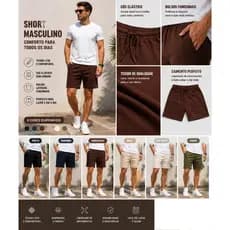 Shorts Masculino Moletinho Básico Casual Premium Confortável Treino Dia a dia
