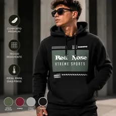 Casaco Moletom Masculino Red Nose Com Capuz Bolso Canguru Flanelado Inverno