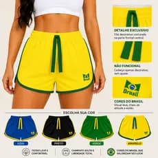 Shorts Feminino Academia Fitness Moda Praia Corrida Treino Cintur Alta Blogueira Brasil