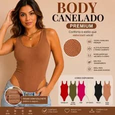 Body Feminino Canelado Modelador Chevron Premium Regata Sem Manga Ajuste Perfeito