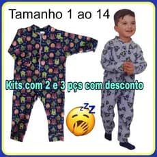 Macacão unisoft com zíper pijama infantil masculino inverno 1 - 2 - 3 - 4 - 6 - 8 - 10 - 12 - 14