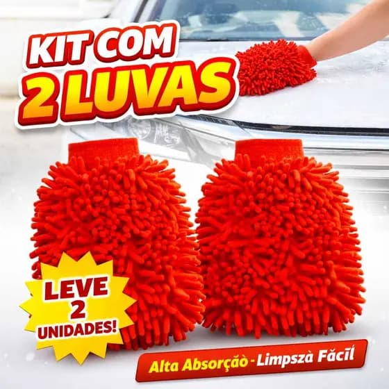 Kit Com 2 Luvas Limpeza Multiuso 100% Microfibra Não Risca Da Brilho Para Casa Carros Moto  Limpeza Facil Organização