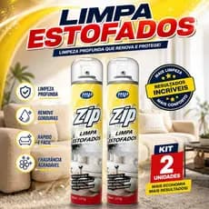 Kit Com 2 Zip Spray Espuma Limpa Estofados Banco Carros Tapetes Limpeza Rapida Limpeza  A Seco Remove Gorduras 300 mL