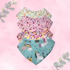 Kit 5 Babador Bandana Bebê Menina Menino 100% Algodão com Botão
