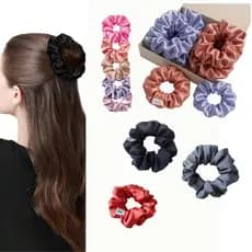 Kit Elástico Xuxinha De Cetim Laços De Cabelo Acessório Scrunchies Amarrador Buchinha Anti Frizz