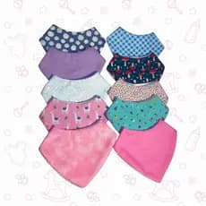 Kit 5 Babador Bebê Alimentação Pano De Boca Triângulo Infantil 100% Algodão Menino Menina
