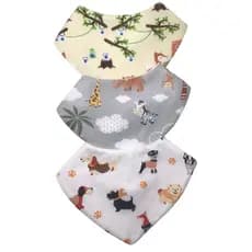Kit 3 Babador Bandana 100% Algodão Para Bebê Menina Menino Neném