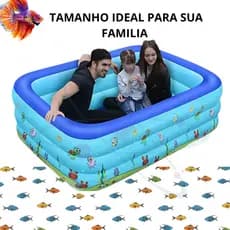 Piscina Retangular Inflável Infantil 460 Litros Estampa Fundo do Mar Resistente