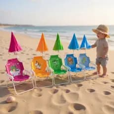 Cadeira Infantil de Praia Piscina com Guarda Sol Embutido Proteção UV
