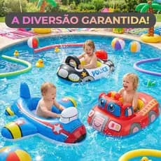 Boia De Piscina Para Bebê Infantil Com Fralda Bote Sentar Inflável Divertida Veículos Temática Verão