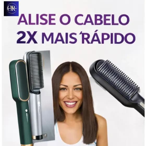 Escova Alisadora Anion Hair Pro 3 em 1 , Secador, Chapinha e Modelador de Cachos Bivolt