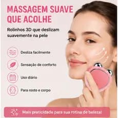 Roller Facial Elétrico Portátil para Skincare Aparelho Facial Recarregável para Massagem e Autocuidado