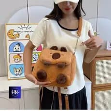Capivara de mochiila linda bolsa Infantil Feminina em Pelúcia Fofa e Aconchegante