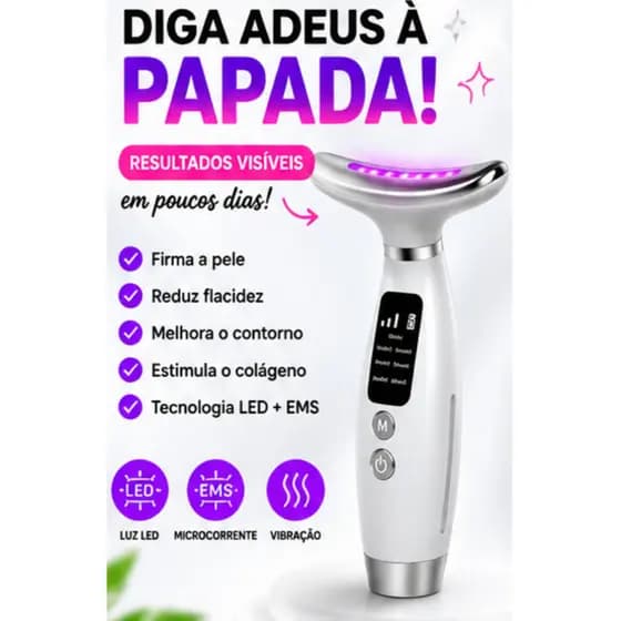 Massageador De Pele Firmeza Pescoço  Papada Led de 7 Modos Massageador Portátil Beleza para Rosto e Pescoço