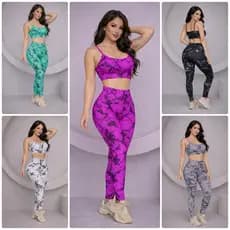 Conjunto, top ou calça de Academia Feminino Fitness Tie Dye – Top Bojo Removível, sem Transparência