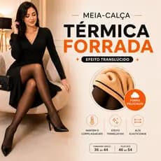 Meia Calça Térmica Peluciada Forrada Inverno Flanelada Translucida Quentinha Feminina (Tamanho único e Pluz size)