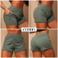 Short Duplo Fitness 2 em 1 com Bolso Lateral | Cintura Alta | Academia, Corrida e Treino