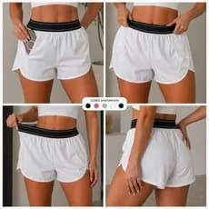 Short Duplo Feminino Esportivo com Bolso | Leve e Confortável | Academia, Corrida e Dia a Dia