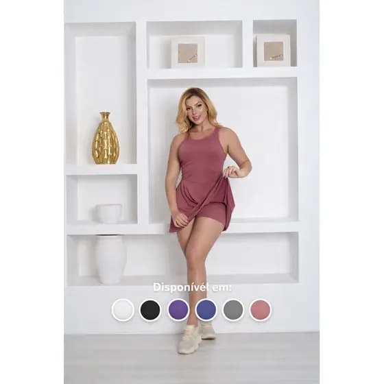 Vestido Fitness de Academia Feminino com Short Interno e bolso - Poliamida Premium