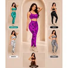 Tie Dye Conjunto, top ou calça de Academia Feminino Fitness – Top Bojo Removível, s/ Transparência