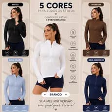 Blusa Academia Feminina com Passa Polegar Dedera e Gola com Zíper UV50+