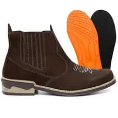 Botina Country Masculina Bota Chelsea Couro Legítimo + Palmilhas Em Gel