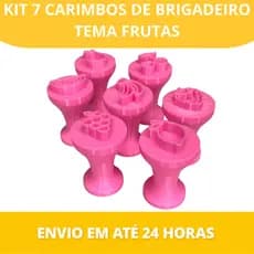 Kit com 7 Carimbos Culinário em PLA Premium Ecológico para Personalização de Brigadeiros em forma Divertida de Frutas