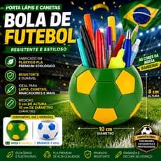 Porta Canetas Decorativo Bola de Futebol Seleção Brasileira Ideal para Escritório e Estudos