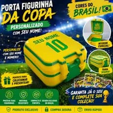 Porta Figurinhas Compacto com Design Robusto e Cores do Brasil Personalizado com seu Nome