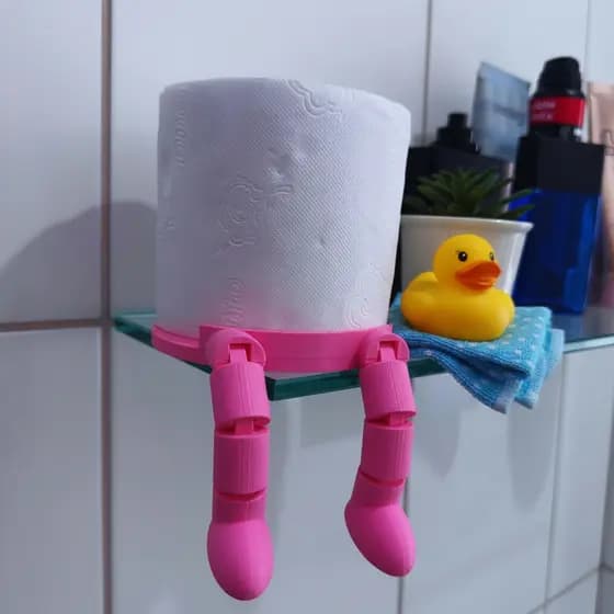 Suporte de Papel Higiênico Divertido com Pernas Articuladas – risadas garantidas no banheiro!