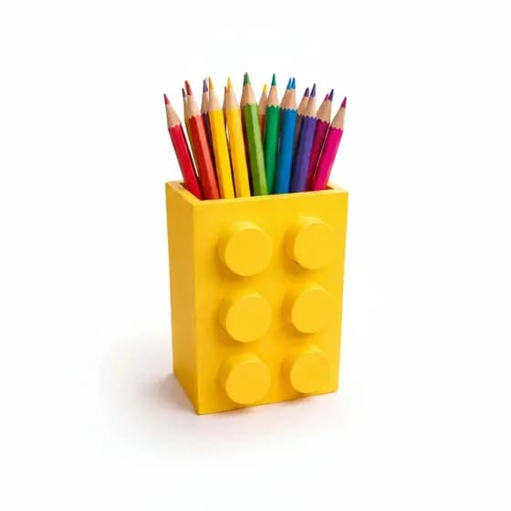 Porta Lápis Estilo Bloco de Montar em Plástico Ecológico Premium Ideal para Mesa Infantil e Escritório