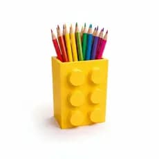 Porta Lápis Estilo Bloco de Montar em Plástico Ecológico Premium Ideal para Mesa Infantil e Escritório