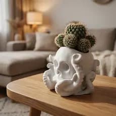 🎁💀 Presente Criativo: Vaso  p/ Suculentas e Cactos Caveira com Tentáculos - Estilo Exclusivo