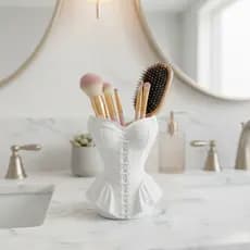 Organizador de Pincéis Maquiagem corset em material Ecológico para bancada de maquiagem elegante