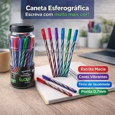 Caneta Colorida Esferográfica 0.7 Wow Fundo Preto Leo&Leo