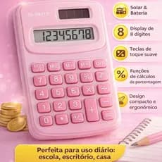 Calculadora Mini Bolso 8 Dígitos Pequena Portátio Cores Rosa Preta Branca Azul Lilás