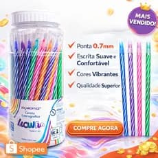 Kit 5/10/15/20/25 Caneta Esferográfica Colorida WOW SPIRO/Azul/Rosa/Roxa/Laranja/Verde/Escritório/Escola