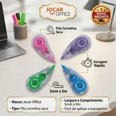 Fita Corretiva Jocar Office 6m x 5mm Alta Qualidade Secagem Rápida