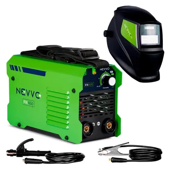 Kit Máquina de Solda 140A Bivolt Mma Tig Fix1650 NEVVO + Máscara de Solda Automática MSN1200 Nevvo