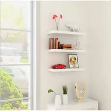 Jogo 3 Prateleira Reta 40cm Mdf Branco Decoração