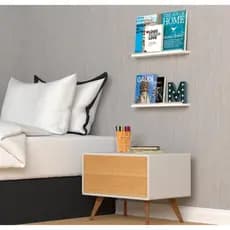 Jogo 3 Prateleira Lisa 50cm Mdf Branco Decoração